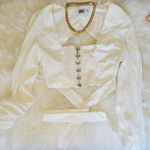TIGER MIST - NWOT/White backless, crop top - small